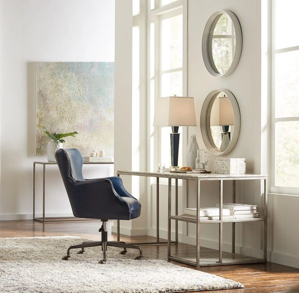Open Desk Iron with Marble Top and Shelves