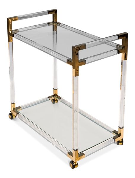 Tempered Glass Trolley Gold Toned Accents