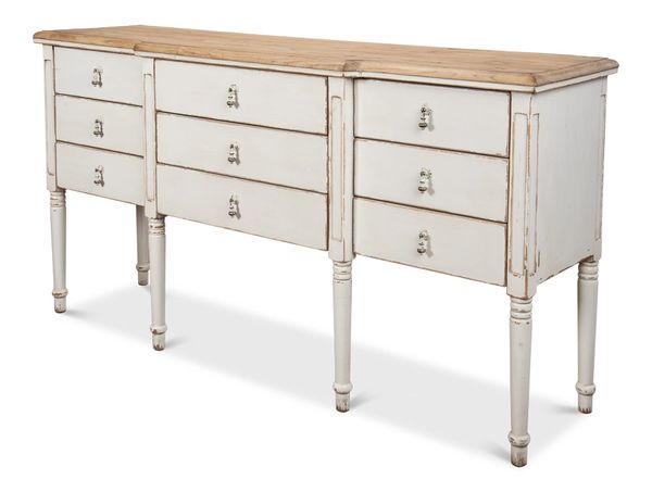 French Sideboard White with Natural Top