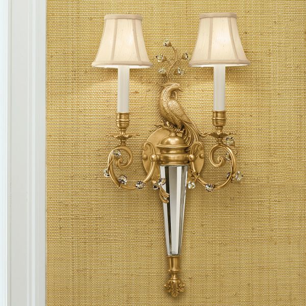 Antiqued Solid Brass and Solid Crystal Sconce