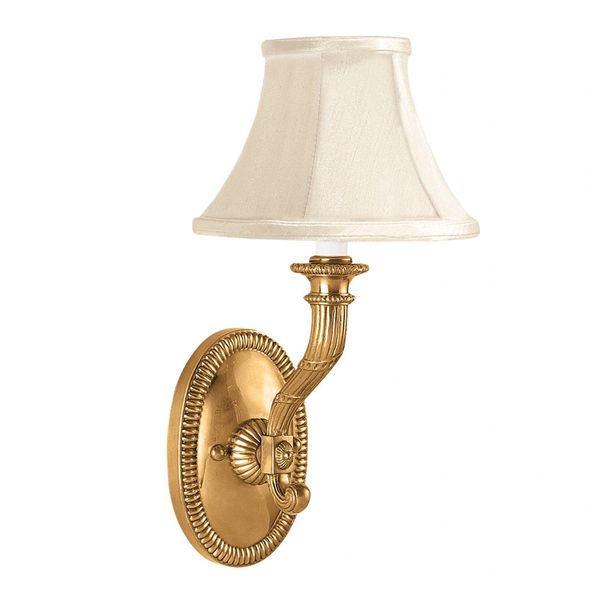 Antiqued Brass Single Light Sconce With Round Shade