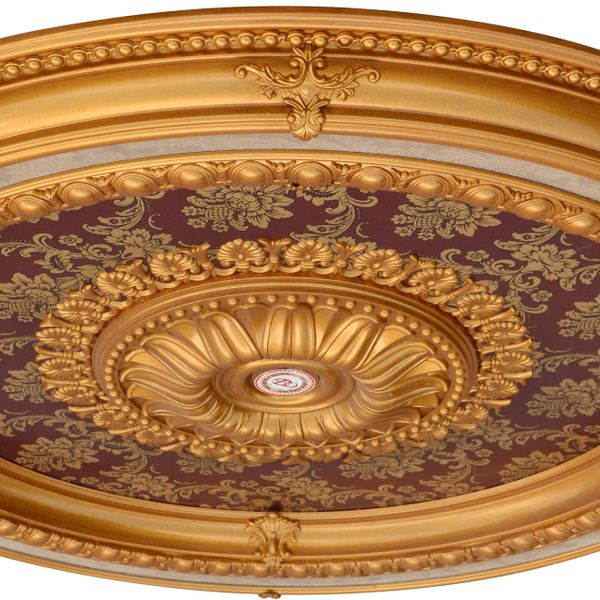 Red Ceiling Medallion Round w/ Gold Accent 47" Dia