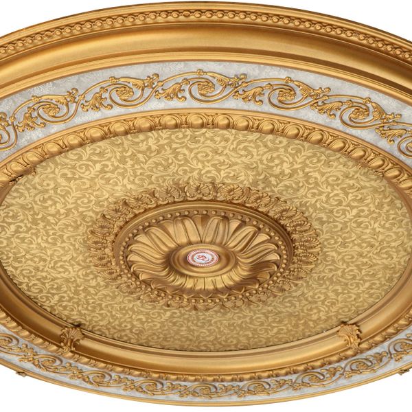 Golden Round Chandelier Ceiling Medallion 60"D