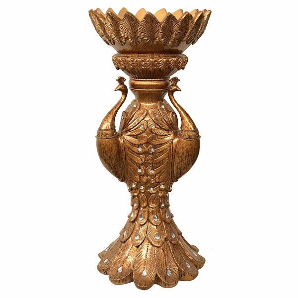 Large Peacock Vase Copper Drizzle 47"T