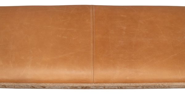 Light Brown Leather Parlor Bench