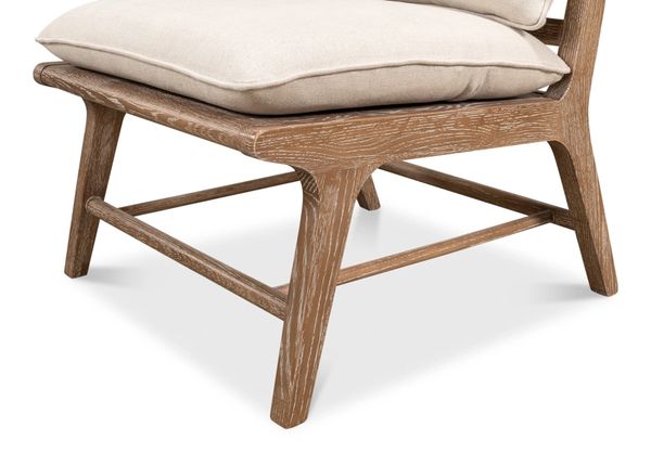 Whitewash Oak Chair Linen Natural Fabric