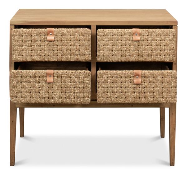 Woven Front Chest of Drawers Driftwood Finish