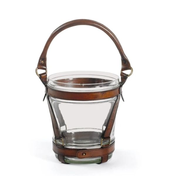Equestrian Brown Leather Wine Cooler Leather Glass