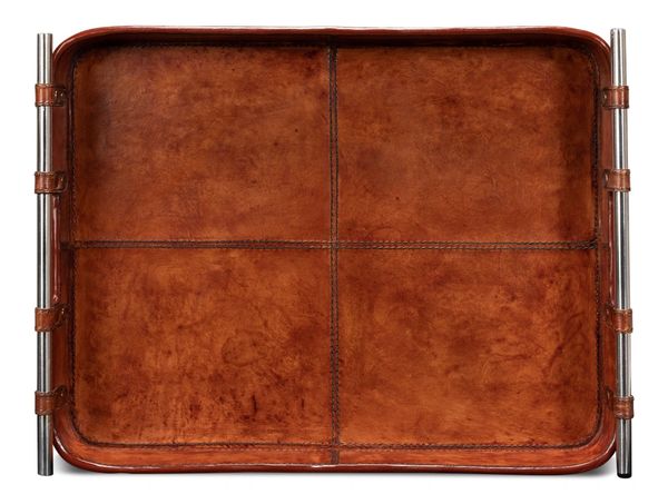 Safari Leather Tray Stainless Steel handles