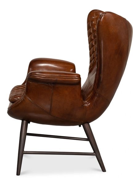 Quilted Vintage Havana Leather Wing Chair