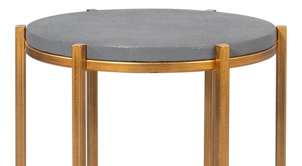 Leather and Iron Gold Frame Side Table