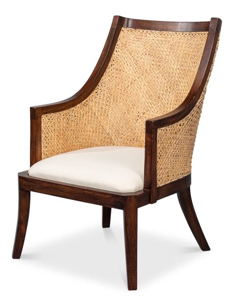 Lounge Chair Brown Traditional Natural Woven Weave