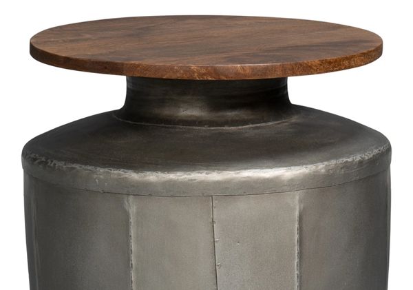 Iron Round Accent Table Industrial Treasure