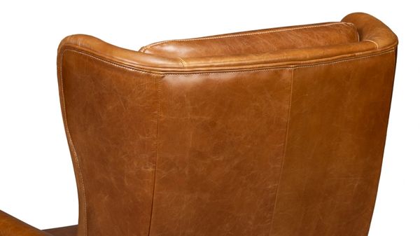 Cuba Brown Leather Wing Chair Traditional Elegance