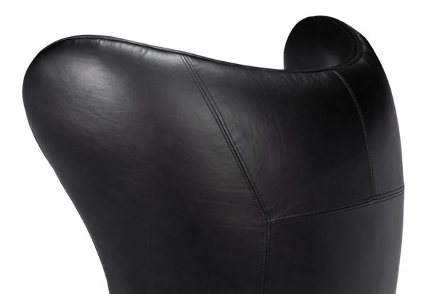 Jacobean Mid Century Onxy Black Leather Chair
