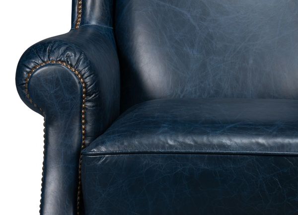 Chateau Blue Leather Club Chair
