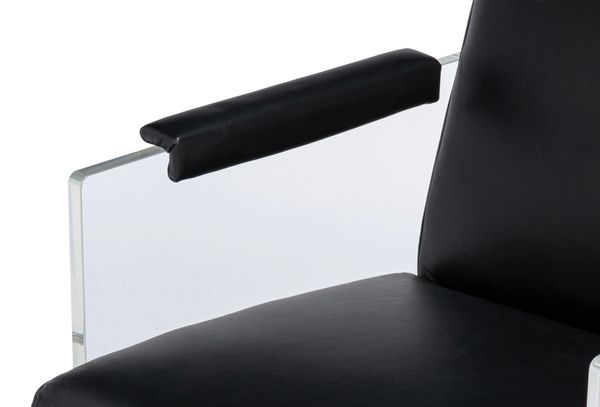 Modern Transitional Black Leather Acrylic Armchair