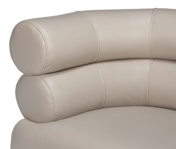 Round White Leather Occasional Chair