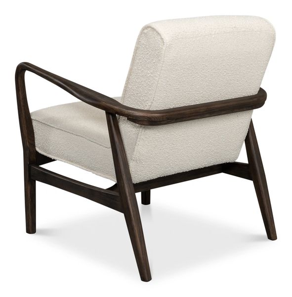 Mid Century Ash Wood Boucle Fabric Arm Chair