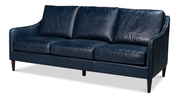 Contemporary Blue Chateau Leather Sofa