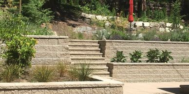 Allen Block retaining walls provide flexible attractive options for you landscaping needs.