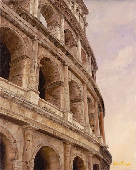 Roman Coliseum Oil Painting Print 14" x 11",