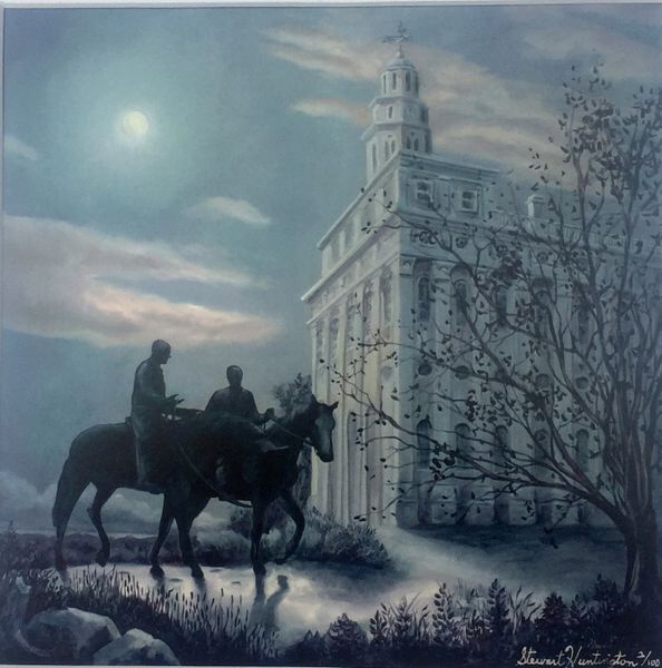 LDS Temple Print -Nauvoo Illinois , Matted in white , total size 12"x12"