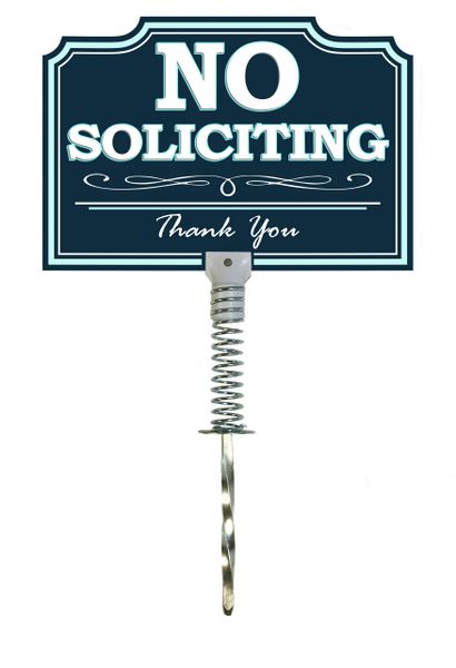 No Soliciting Yard Sign On Metal Spring And Spike Smacd