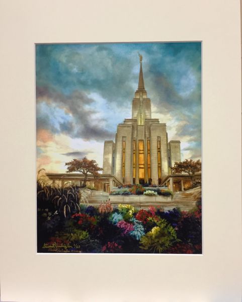 LDS Temple Print Ochre Mountain Matted 11"x14"