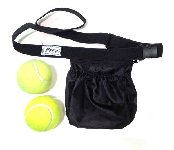 NEW - Tennis Ball Holder Bag | SPORTS & TRAVEL HIP PACK - Black -Pocket For Every Purpose PFEP