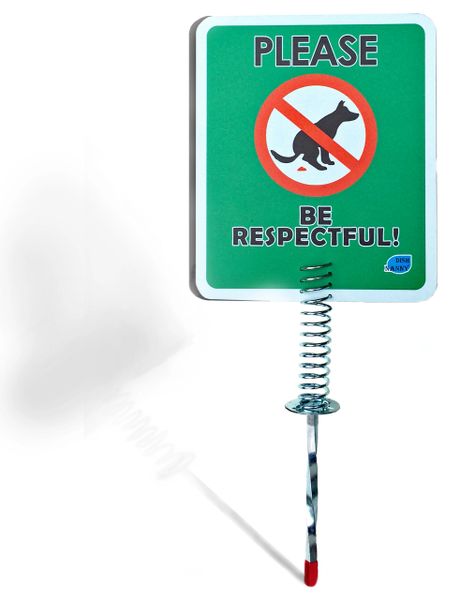 New and Improved (Red Circle) Dog Poop Yard Sign on spring PLEASE BE RESPECTFUL