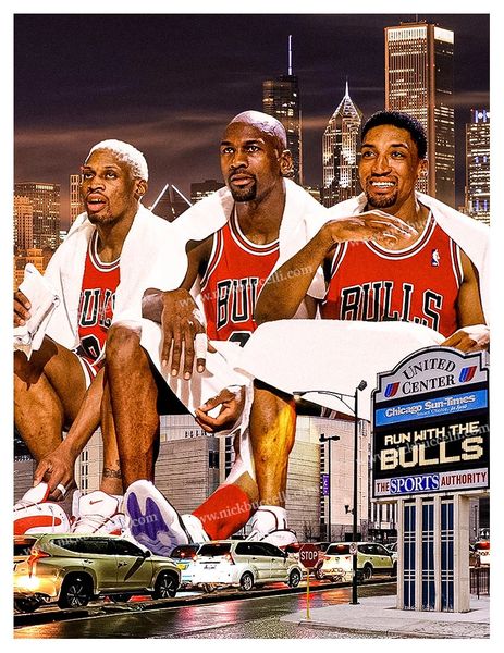 Michael Jordan Dennis Rodman and Scottie Pippen in Chicago