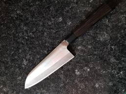 Japanese Inoguchi Santoku Knife with 2 color ebony wood Handle 