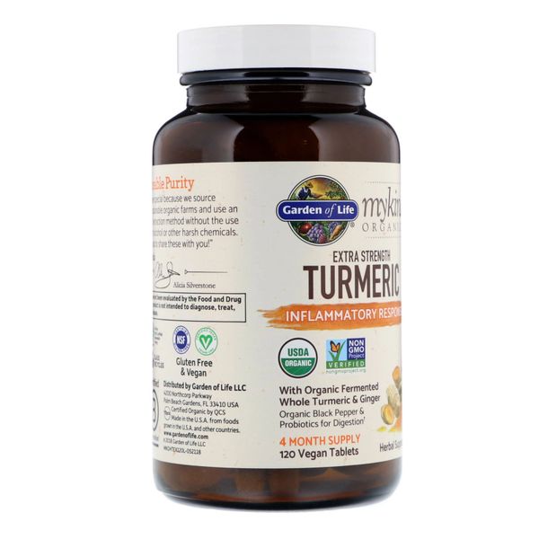 Garden Of Life, Mykind Organics Herbal Turmeric Extra Strength 120 Ct