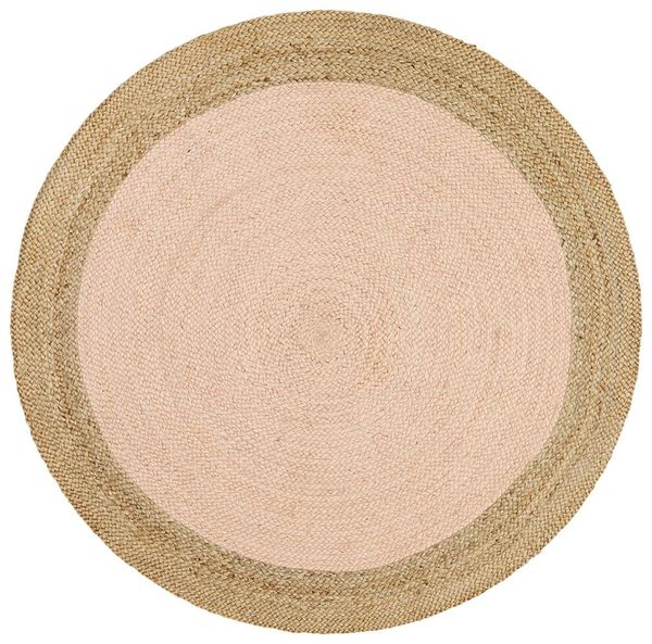 Polo Jute Round Rug- Pink & Natural