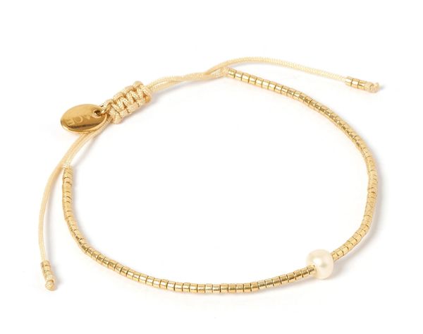 Gold Bead and Pearl Bracelet