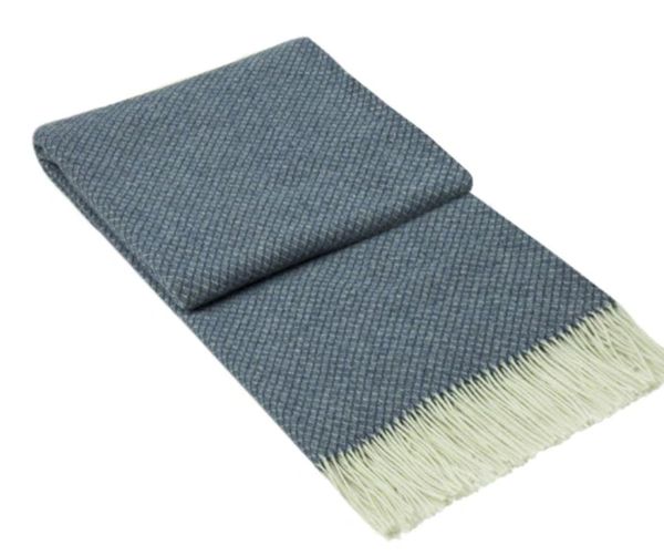 Chiswick Cashmere & Merino Wool Throw- Blue