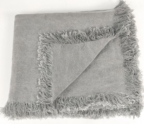 Grey Stone Washed Linen Throw