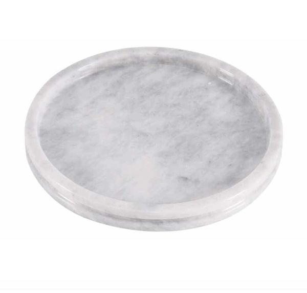 Round Marble Tray- White
