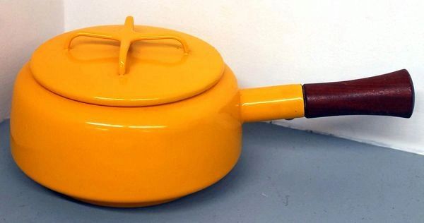 1960s Dansk Kobenstyle Fondue/Sauce Pot With Lid, Yellow - Ruby Lane