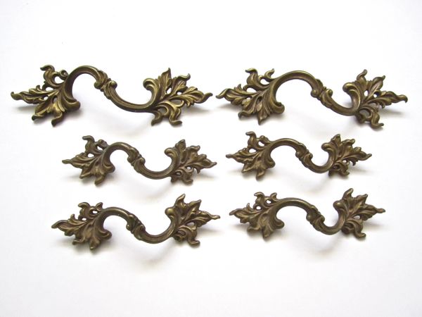 Vintage Solid Brass French Provincial Drawer Pulls Uncanny Artist
