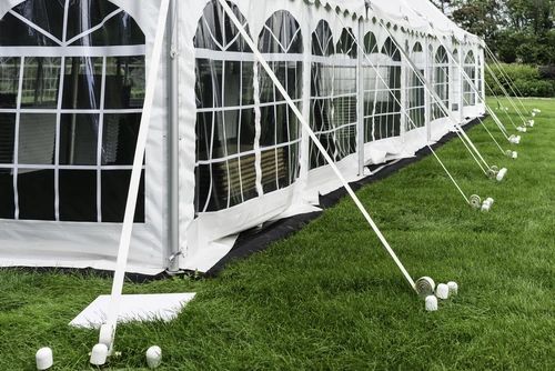 *20' x 7' or 8' Cathedral-Window Tent Sidewall SuperSale (Premium Commercial Quality White 13 Oz. w/ blockout & 20 Gauge Clear Windows )