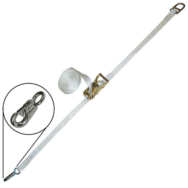 Polyester Ratchet Strap Tie Down With S Hook White 13ft L Heavy Duty Tent Anchor 