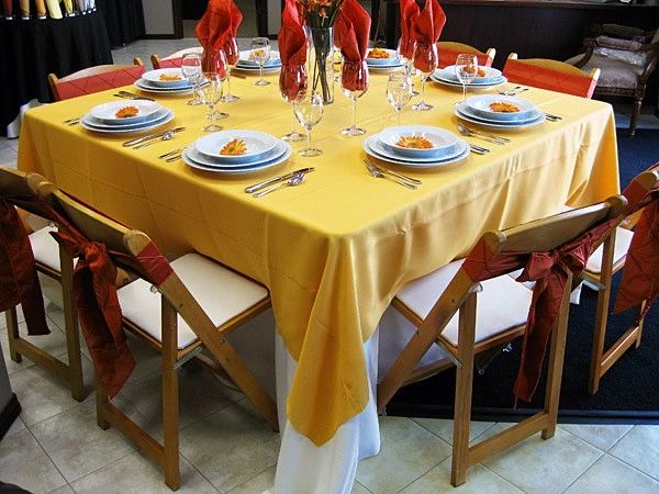 **120" x 120" Square Table Cloth 10-Pack in a Variety of Colors (Premium-Quality 100 % Flame Retardant Polyester-Made in USA) - Free Shipping Available