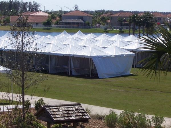 Disaster relief outlet tent