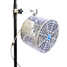 12 inch Versa-Kool Pole-Mounted Tent Fan for Multi-Bracket Frames (Model VK12TF-MPM-W) with standard pole mount