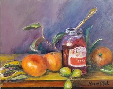 Strawberry Preserve and Fruits
10"×8"
Oil on Board
$150.00 framed in a floating frame