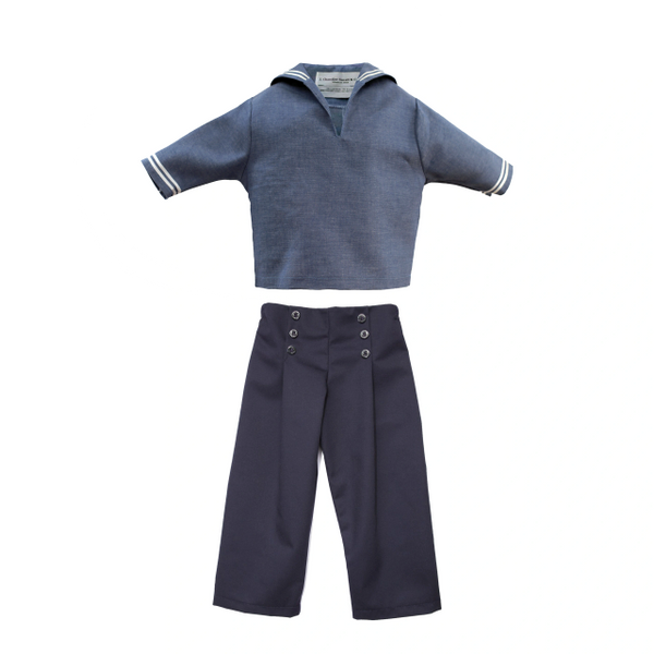 Childrens Sailor Suit with Chambray Middy (Middy Top and Pants)