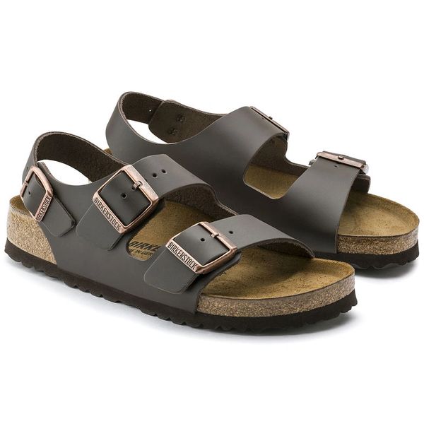 Birkenstock Milano Brown Leather Sandal | Comfort shoe store in ...