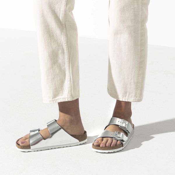 Arizona Silver Leather Sandal | Comfort store in Seattle